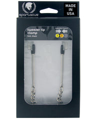 Spartacus Nipple Clamps Adjustable Tweezer Style with Link Chain for Comfortable Sensory Bondage