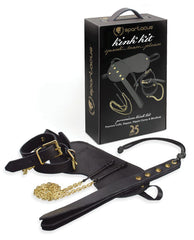 Spartacus Bondage Blindfolds & Restraints Leather Cuffs and Adjustable Blindfold Kit with Brass Accents for BDSM Play