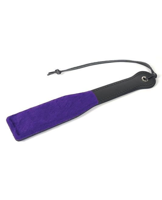 Spartacus Bondage Paddle Faux Fur Purple Flexible Steel Core for Sensory Impact Play