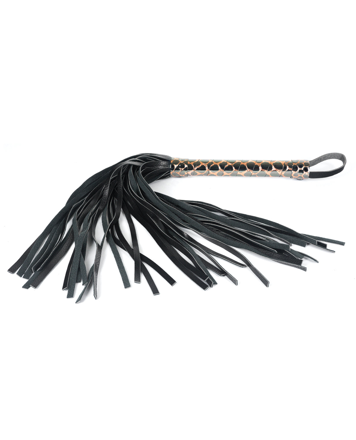 Spartacus Bondage Restraint Faux Leather Flogger Gold Finish Ergonomic Handle for Sensation Play and Control