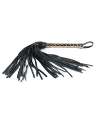 Spartacus Bondage Restraint Faux Leather Flogger Gold Finish Ergonomic Handle for Sensation Play and Control