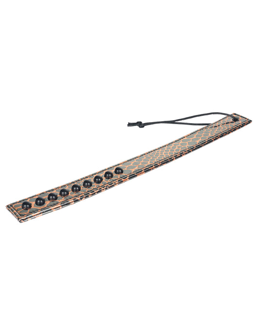 Spartacus Bondage Paddle Faux Leather Ergonomic Handle Gold Finish for BDSM Impact Play