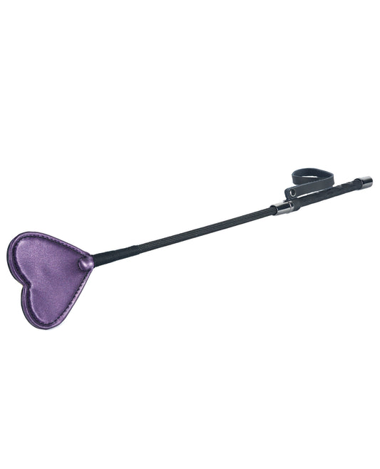 Spartacus Bondage Riding Crop Faux Leather Heart-Shaped Tip in Purple for Precision Impact Play