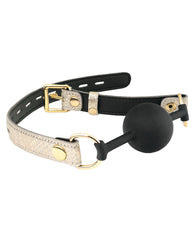 Spartacus bondage gag white snakeskin leather strap silicone ball for secure and comfortable restraint play