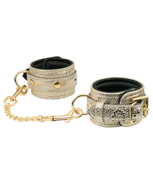 Spartacus Bondage Restraints White Snakeskin Leather and Microfiber Lining for Secure Comfortable Play