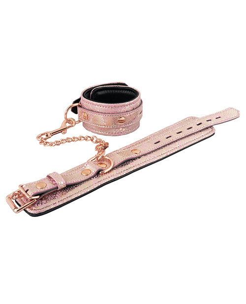 Spartacus Bondage Wrist Restraints Pink Snakeskin Leather Microfiber Lining for Comfortable Secure Restraint
