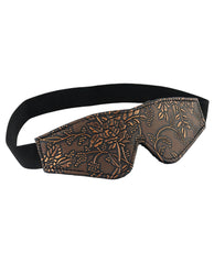 Spartacus Bondage Blindfold Faux Fur Lined Brown Floral Print for Comfortable Restraint Play