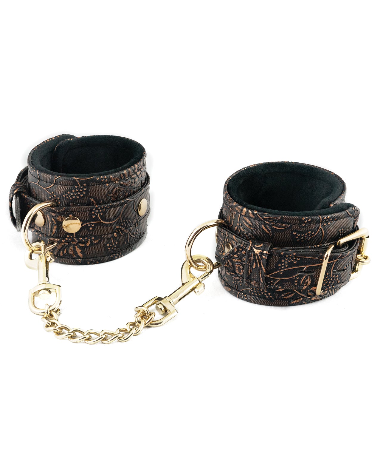 Spartacus Bondage Blindfolds & Restraints Faux Fur Lined Ankle Restraints with Brown Floral Print for Comfortable Secure Restraint