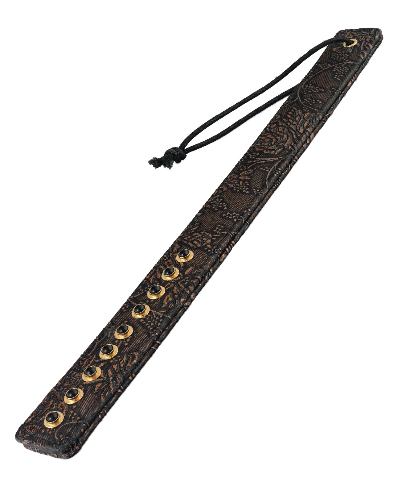 Spartacus Bondage Paddle Brown Floral Print with Gem Embellishments for Elegant Impact Play