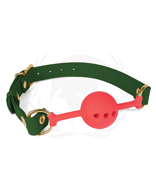Spartacus Silicone Ball Gag Adjustable Green PU Straps Hygienic Silicone for Comfortable Bondage Restraint
