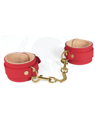 Spartacus Bondage Restraint Red PU Ankle Cuffs with Plush Lining Adjustable Fit for Comfortable Secure Play