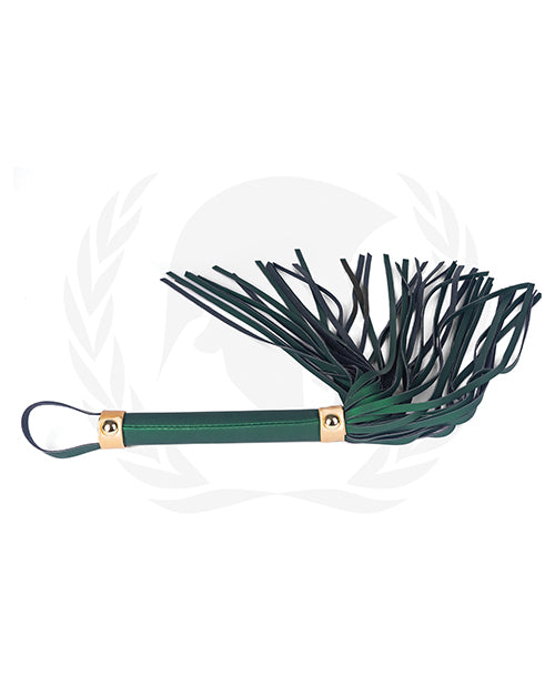 Spartacus Bondage Whip Green PU Material Gold Handle Accents for Impact and Sensory Play