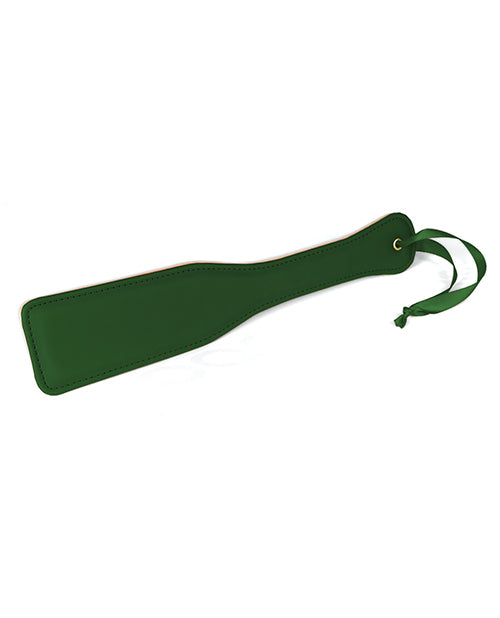 Spartacus PU Spanking Paddle with Reverse Plush and Green Finish for Comfortable Bondage Play