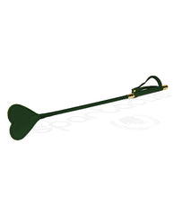 Spartacus Bondage Riding Crop Plush Heart Tip Green PU for Romantic BDSM and Spanking Play