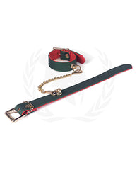 Spartacus Bondage Restraints Green PU Cuffs Red Lining Gold Hardware for Beginner-Friendly Secure Play
