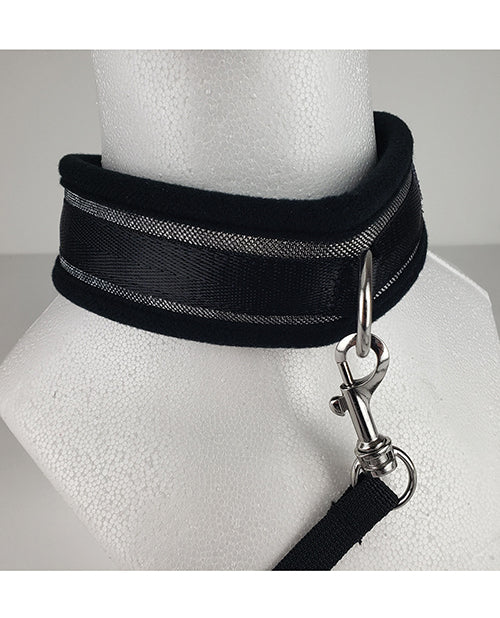 Spartacus Bondage Collar & Leash Set Adjustable Neoprene Silver Hardware for Secure Comfortable Restraint