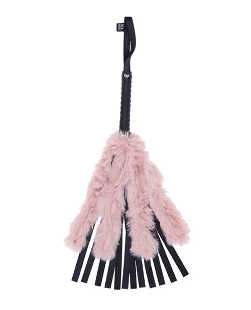 Brat Bondage Flogger Faux Fur Rose Gold Vegan Leather for Sensual Impact Play
