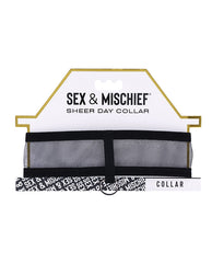 Sex and Mischief Bondage Collar Sheer Material Velvet Ribbon Gold Ring for Fashion and Intimate Wear