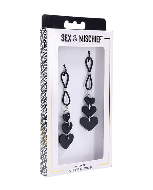 Sex and Mischief Bondage Accessory Heart Nipple Ties Faux Leather Design for Sensual Teasing and Adornment