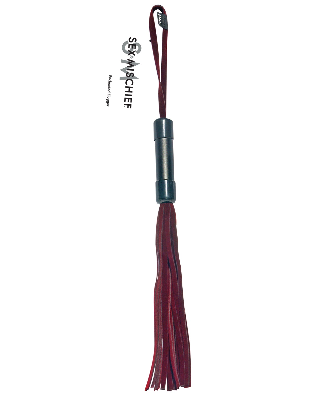 Sex and Mischief Bondage Restraint Velvet-Tailed Flogger with Sturdy Acrylic Handle for Sensual Impact Play