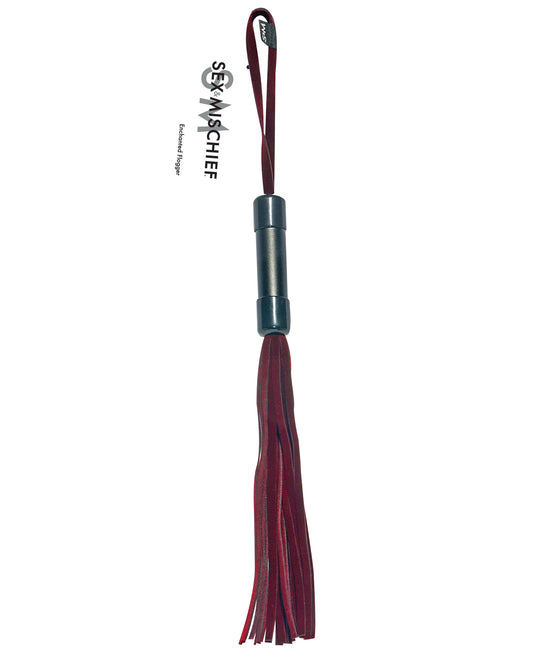 Sex and Mischief Bondage Restraint Velvet-Tailed Flogger with Sturdy Acrylic Handle for Sensual Impact Play