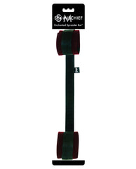 Sex and Mischief Bondage Restraint Spreader Bar with Adjustable Burgundy Cuffs for Bondage Play