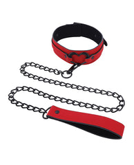 Sex and Mischief Amor Bondage Collar Red Vegan Leather Silver Heart Accent for Romantic Couple Play