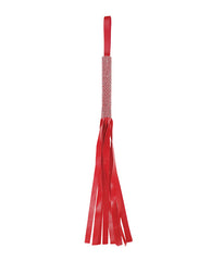 Sex and Mischief Amor Bondage Flogger with Rhinestone Handle and Red Vegan Leather for Sensual Impact Play