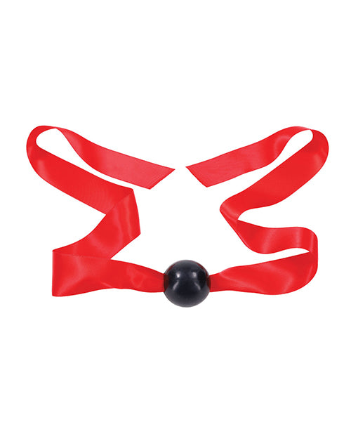 Sex and Mischief Amor Satin Ball Gag with soft satin ribbon and ergonomic silicone ball for comfortable bondage play