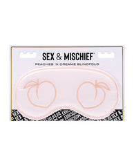 Sex and Mischief Bondage Blindfold Satin Peach-Colored Embroidery Secure Fit for Sensory Play