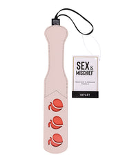 Sex and Mischief Bondage Paddle Peach-Shaped Cutouts Faux Leather for Playful Impact Scenes