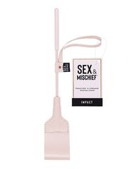 Sex and Mischief Riding Crop Peach Faux Leather Bright Color for Playful Bondage and Light Impact Play