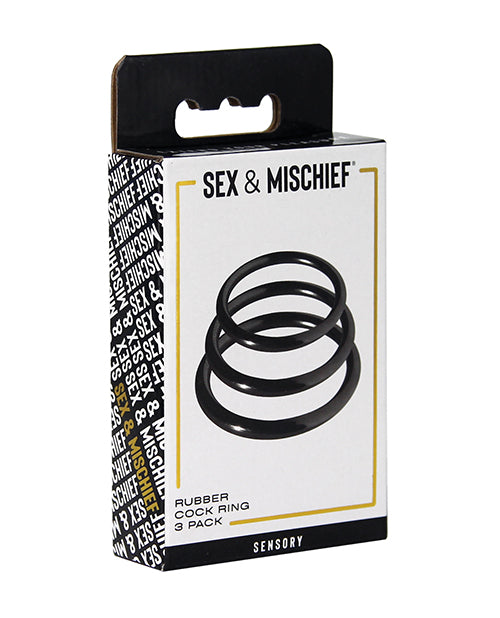 Sex and Mischief penis enhancement nitrile cock ring set adjustable sizes for erection support