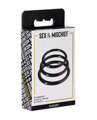 Sex & Mischief Nitrile Cock Ring Pack of 3