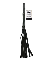 Sex and Mischief Bondage Flogger Black Faux Leather 24-Inch Strands for Sensual Bondage Play
