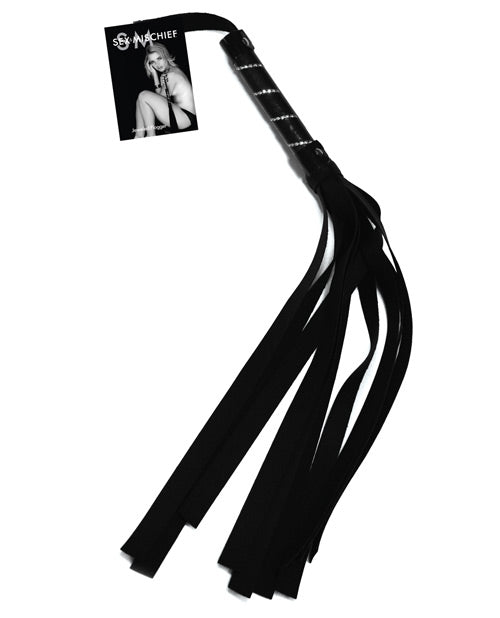 Sex and Mischief Bondage Flogger with Jeweled Handle and 30-Inch Vinyl Falls for Sensory Play