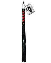 Sex and Mischief Bondage Flogger Red and Black Striping Vegan Leather Falls for Sensation Play and Impact