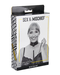Sex and Mischief Bondage Restraint Black Leash Adjustable Collar for Fantasy Play and Couples Bondage