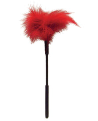 Sex and Mischief Red Feather Tickler with Soft Turkey Feathers and Ergonomic ABS Handle for Sensual Foreplay