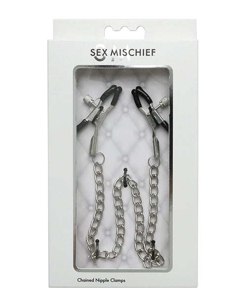 Sex and Mischief bondage nipple clamps with adjustable tension and rubber tips for comfortable nipple stimulation and BDSM play