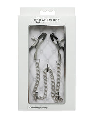 Sex and Mischief bondage nipple clamps with adjustable tension and rubber tips for comfortable nipple stimulation and BDSM play
