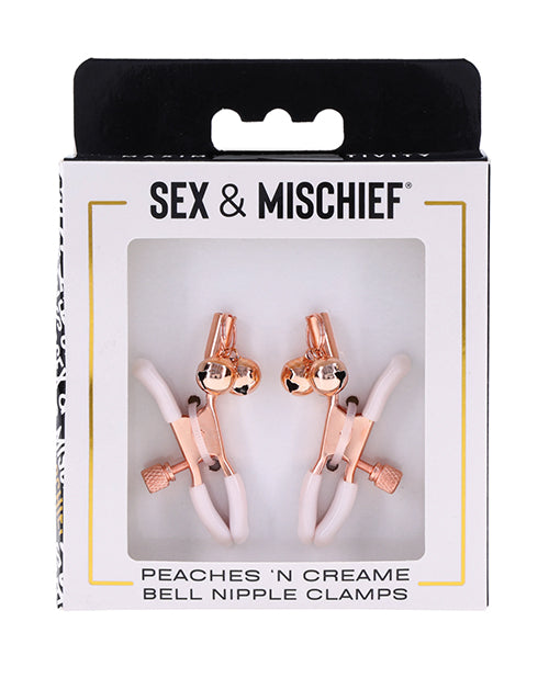 Peaches 'n CreaMe Bell Nipple Clamps with Adjustable Pressure and Rose Gold Bells