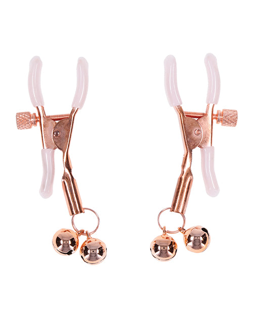 Peaches 'n CreaMe Bell Nipple Clamps with Adjustable Pressure and Rose Gold Bells