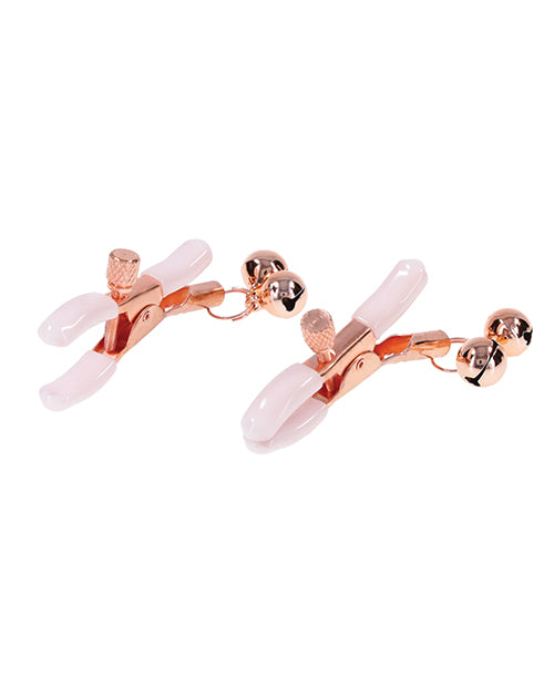 Peaches 'n CreaMe Bell Nipple Clamps with Adjustable Pressure and Rose Gold Bells