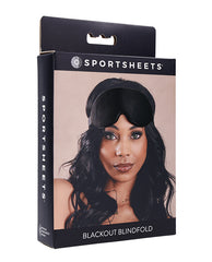 Sportsheets bondage blindfold with memory foam padding and adjustable elastic strap for sensory deprivation play