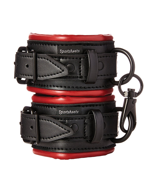 Saffron Vegan Leather Wrist Restraints with Adjustable Fit in Red