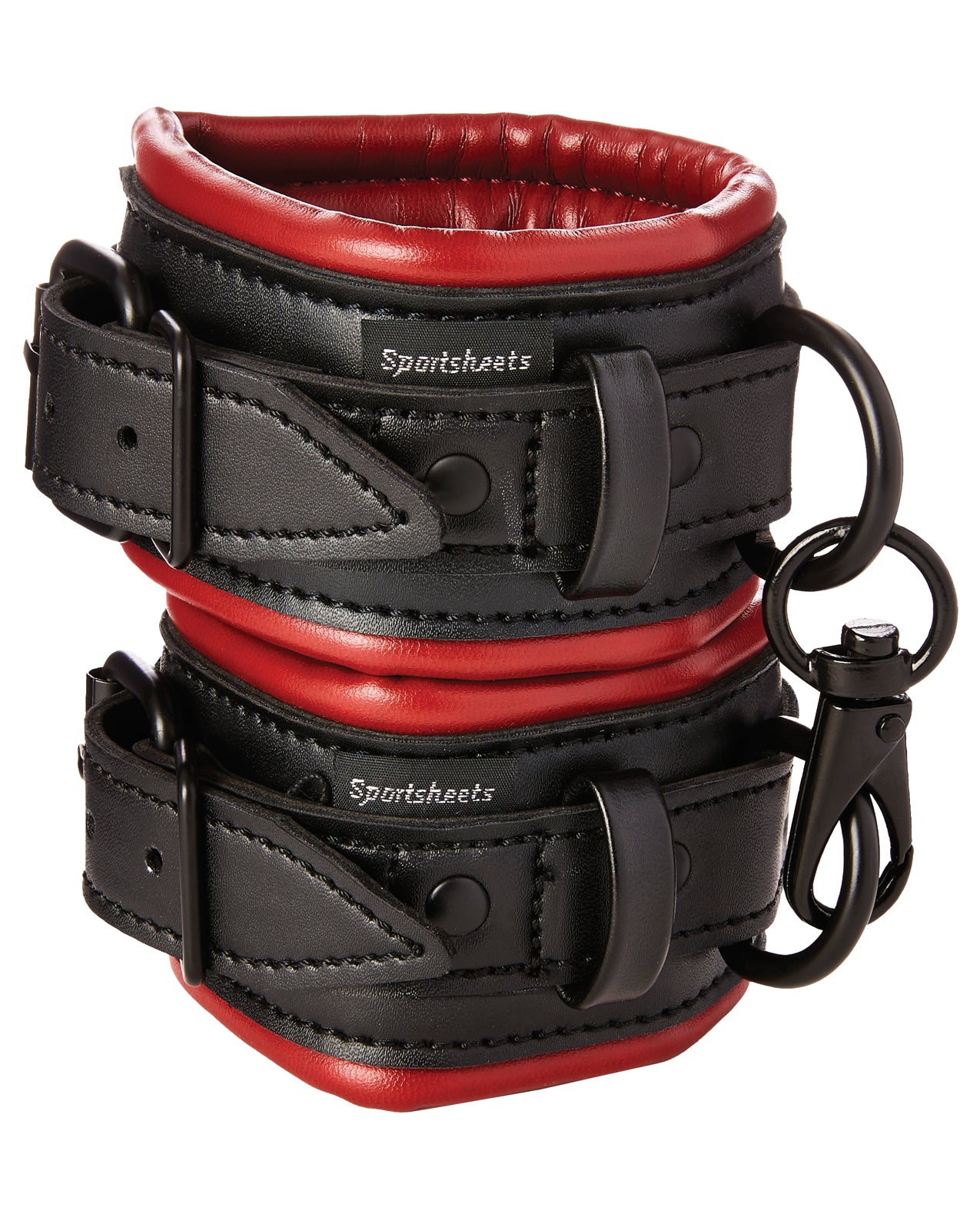 Saffron Vegan Leather Wrist Restraints with Adjustable Fit in Red