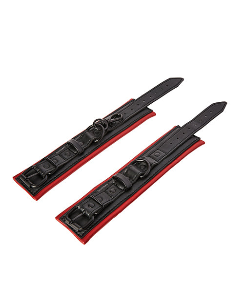 Saffron Vegan Leather Wrist Restraints with Adjustable Fit in Red