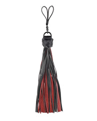 Saffron Finger Flogger Faux Leather 40 Falls Black Satin for Sensation Play and Bondage
