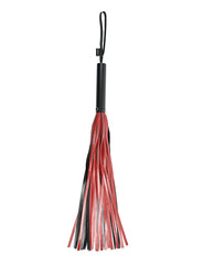 Saffron Bondage Flogger Faux Leather Vegan Thirty Falls Red Black with Metal Handle for BDSM Sensation Play